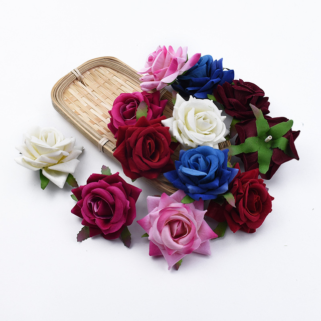 Jedwabne róże głowy 6CM - akcesoria ślubne, walentynkowe prezenty, dekoracje domowe, DIY - tanie kwiaty sztuczne - Wianko - 6