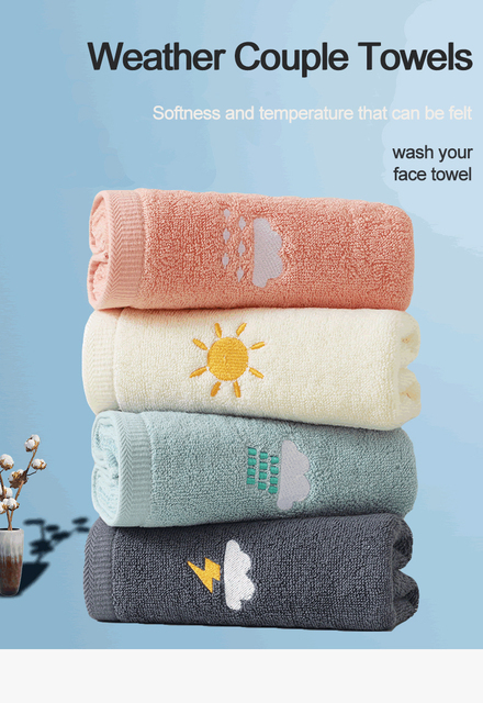 Ręcznik bawełniany haftowany, miękki, chłonny - słodkie słowo, moda, tekstura - Wianko - 1
