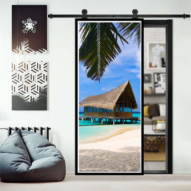 Lato - 3D tapety naklejki na drzwi samoprzylepne w stylu plaża morze - Wianko - 21