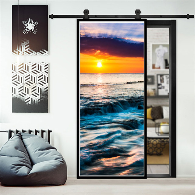Lato - 3D tapety naklejki na drzwi samoprzylepne w stylu plaża morze - Wianko - 29