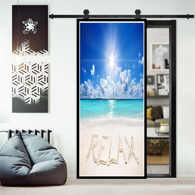 Lato - 3D tapety naklejki na drzwi samoprzylepne w stylu plaża morze - Wianko - 14