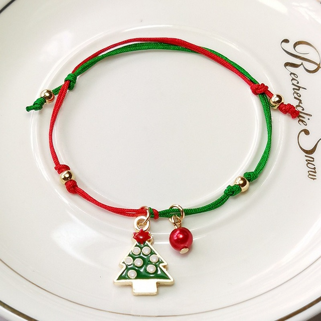 Biżuteria bożonarodzeniowa: Charm bransoletka i mikołaj choinka wisiorek z koralików łańcuszek dla dzieci i dorosłych - Wianko - 10