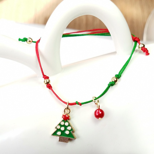 Biżuteria bożonarodzeniowa: Charm bransoletka i mikołaj choinka wisiorek z koralików łańcuszek dla dzieci i dorosłych - Wianko - 9