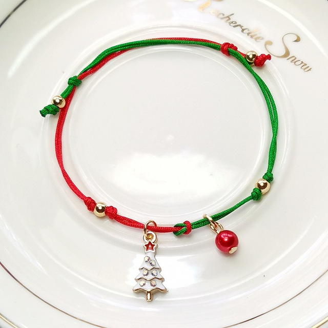 Biżuteria bożonarodzeniowa: Charm bransoletka i mikołaj choinka wisiorek z koralików łańcuszek dla dzieci i dorosłych - Wianko - 11
