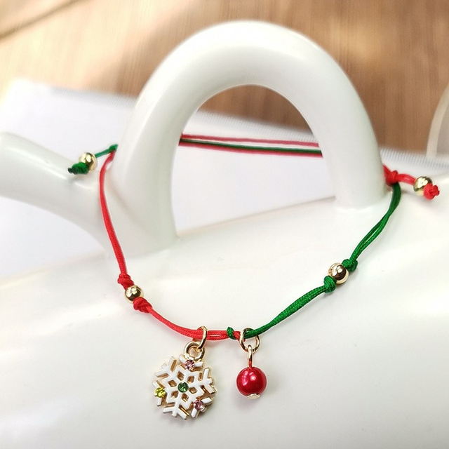 Biżuteria bożonarodzeniowa: Charm bransoletka i mikołaj choinka wisiorek z koralików łańcuszek dla dzieci i dorosłych - Wianko - 3