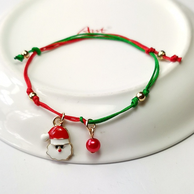 Biżuteria bożonarodzeniowa: Charm bransoletka i mikołaj choinka wisiorek z koralików łańcuszek dla dzieci i dorosłych - Wianko - 6