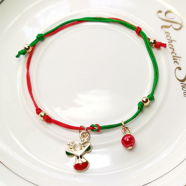 Biżuteria bożonarodzeniowa: Charm bransoletka i mikołaj choinka wisiorek z koralików łańcuszek dla dzieci i dorosłych - Wianko - 8