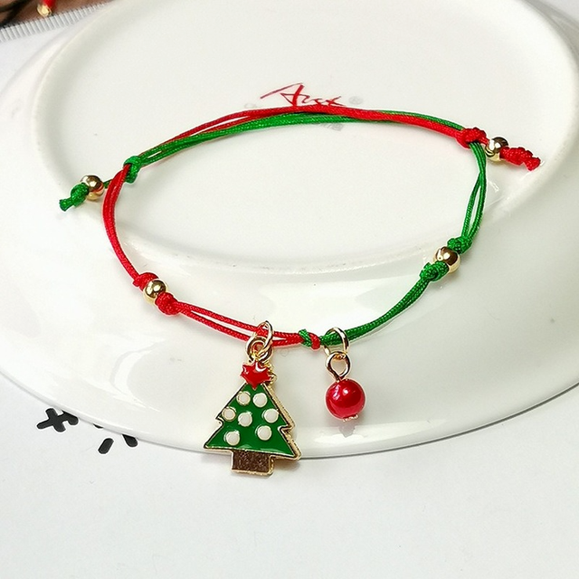 Biżuteria bożonarodzeniowa: Charm bransoletka i mikołaj choinka wisiorek z koralików łańcuszek dla dzieci i dorosłych - Wianko - 5