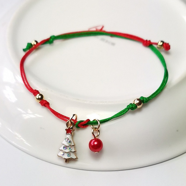 Biżuteria bożonarodzeniowa: Charm bransoletka i mikołaj choinka wisiorek z koralików łańcuszek dla dzieci i dorosłych - Wianko - 7