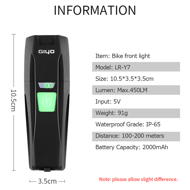 GIYO LR-Y7 T6 - Wodoodporna latarka rowerowa z przodu z kierownicą USB - Wianko - 2