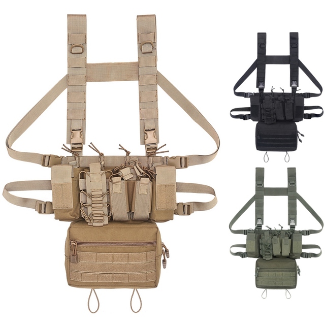 Kamizelka taktyczna Multicam Tactical z systemem MOLLE i wymienną torbą na amunicję - idealna dla myśliwych, airsoftowców i graczy paintballa z etui na magazynek AK 47/74 - Wianko - 1