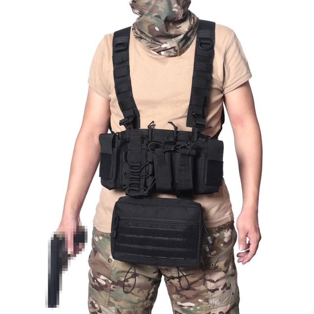 Kamizelka taktyczna Multicam Tactical z systemem MOLLE i wymienną torbą na amunicję - idealna dla myśliwych, airsoftowców i graczy paintballa z etui na magazynek AK 47/74 - Wianko - 2