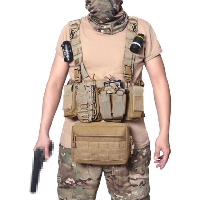 Kamizelka taktyczna Multicam Tactical z systemem MOLLE i wymienną torbą na amunicję - idealna dla myśliwych, airsoftowców i graczy paintballa z etui na magazynek AK 47/74 - Wianko - 4