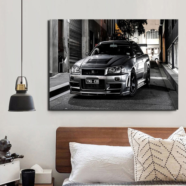Obrazy na płótnie HD - Nissan Skyline Gtr - sportowa grafika nocne dekoracje ścienne plakaty - Wianko - 3