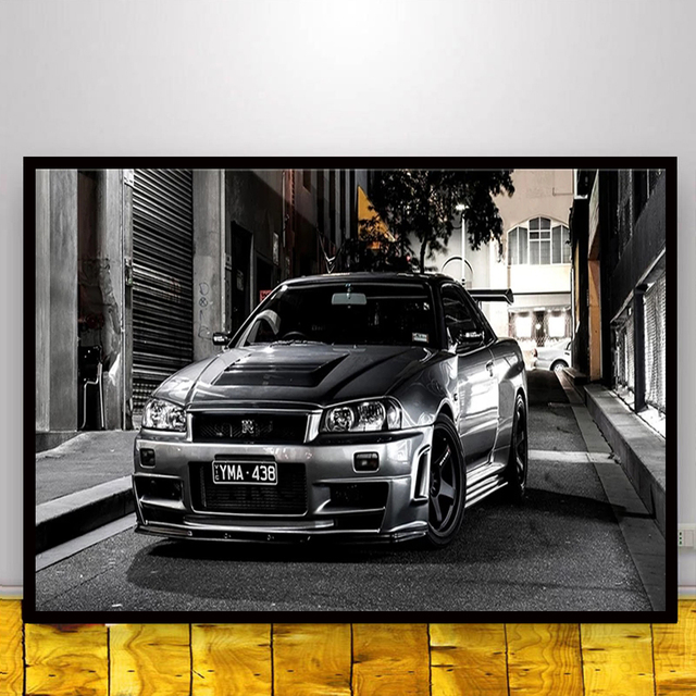 Obrazy na płótnie HD - Nissan Skyline Gtr - sportowa grafika nocne dekoracje ścienne plakaty - Wianko - 2