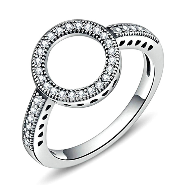 NOWE Obrączki ślubne z cyrkoniami w kształcie okrągłego pierścienia dla kobiet - różowe złoto i srebrny kolor biżuterii na Walentynki - Wianko - 4
