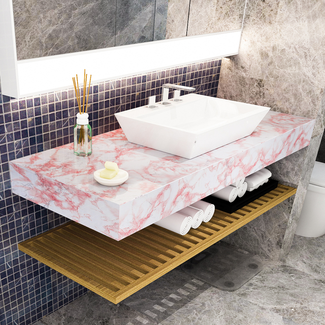 Solidna pvc tapeta samoprzylepna z kolorowym marmurowym wzorem do renowacji mebli dekoracyjnych w łazience i kuchni - Wianko - 56