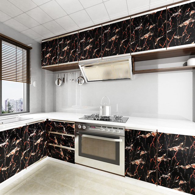 Solidna pvc tapeta samoprzylepna z kolorowym marmurowym wzorem do renowacji mebli dekoracyjnych w łazience i kuchni - Wianko - 35