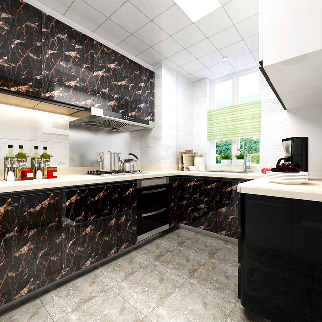 Solidna pvc tapeta samoprzylepna z kolorowym marmurowym wzorem do renowacji mebli dekoracyjnych w łazience i kuchni - Wianko - 73