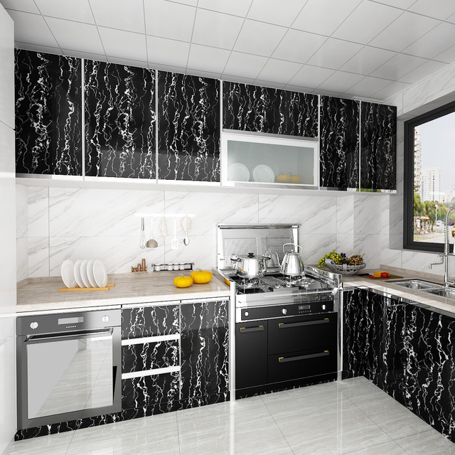 Solidna pvc tapeta samoprzylepna z kolorowym marmurowym wzorem do renowacji mebli dekoracyjnych w łazience i kuchni - Wianko - 34