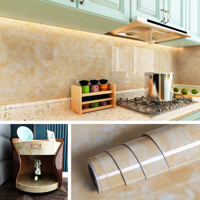 Solidna pvc tapeta samoprzylepna z kolorowym marmurowym wzorem do renowacji mebli dekoracyjnych w łazience i kuchni - Wianko - 38