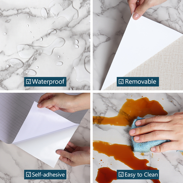 Solidna pvc tapeta samoprzylepna z kolorowym marmurowym wzorem do renowacji mebli dekoracyjnych w łazience i kuchni - Wianko - 5