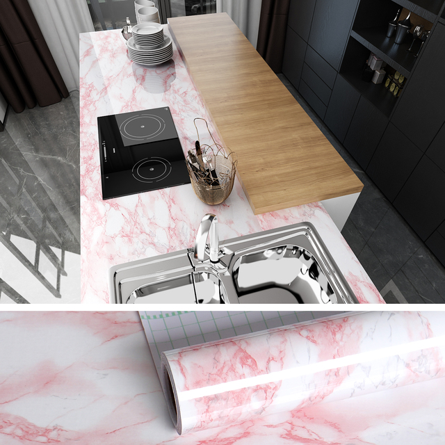 Solidna pvc tapeta samoprzylepna z kolorowym marmurowym wzorem do renowacji mebli dekoracyjnych w łazience i kuchni - Wianko - 66
