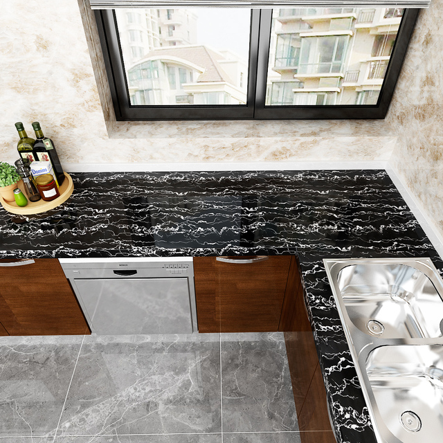 Solidna pvc tapeta samoprzylepna z kolorowym marmurowym wzorem do renowacji mebli dekoracyjnych w łazience i kuchni - Wianko - 31