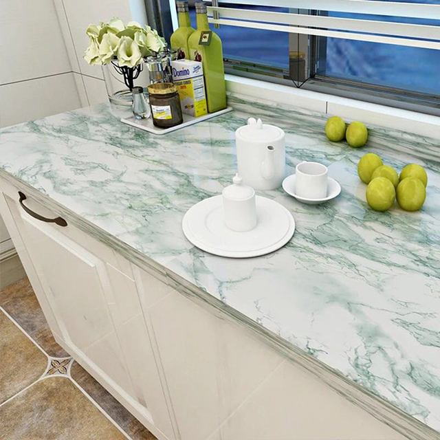Solidna pvc tapeta samoprzylepna z kolorowym marmurowym wzorem do renowacji mebli dekoracyjnych w łazience i kuchni - Wianko - 58