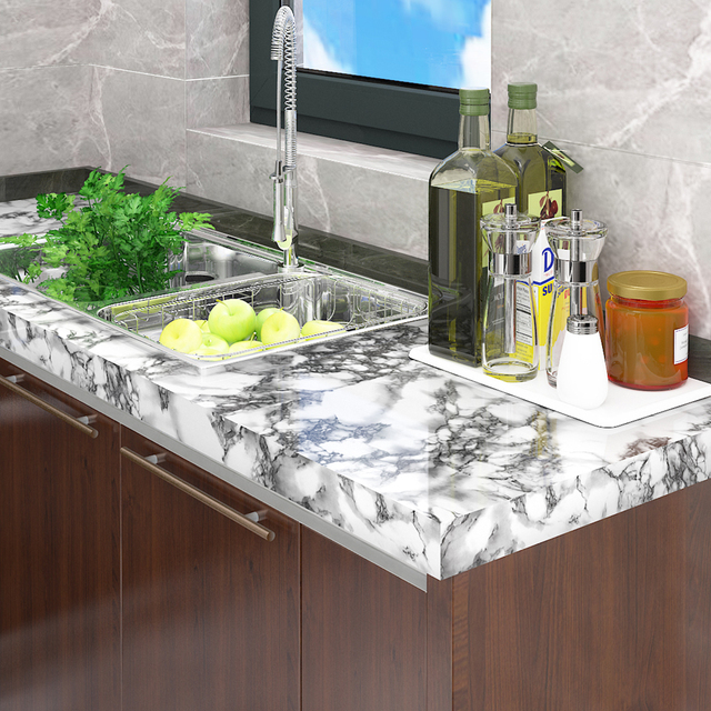 Solidna pvc tapeta samoprzylepna z kolorowym marmurowym wzorem do renowacji mebli dekoracyjnych w łazience i kuchni - Wianko - 12