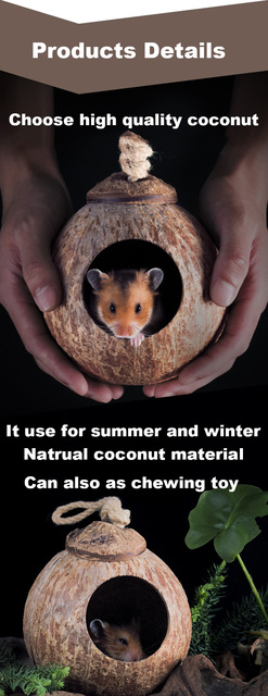Naturalna kokosowa klatka dla małych zwierząt - idealna dla chomika, świnki morskiej, ptaków, wiewiórek, szczurów i innych gryzoni - Wianko - 3