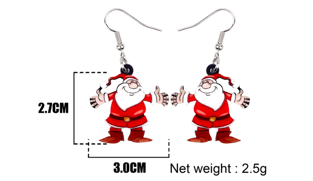 Kolczyki wiszące świętego Mikołaja bożonarodzeniowe WEVENI - Akrylowe, Drop Dangle, Prezent, Nowy Rok 2018 - Wianko - 5