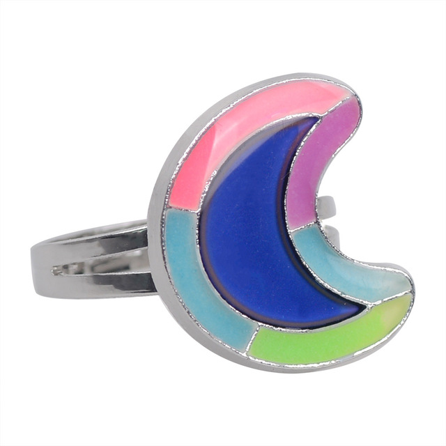 Posrebrzany pierścień z czujnikiem temperatury – na zmianę kolorów, serce gwiazda, styl vintage - Wianko - 33