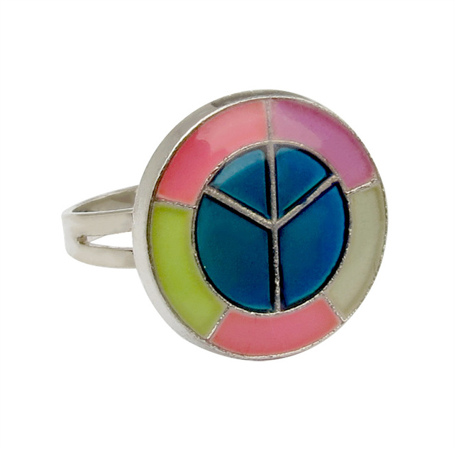 Posrebrzany pierścień z czujnikiem temperatury – na zmianę kolorów, serce gwiazda, styl vintage - Wianko - 42