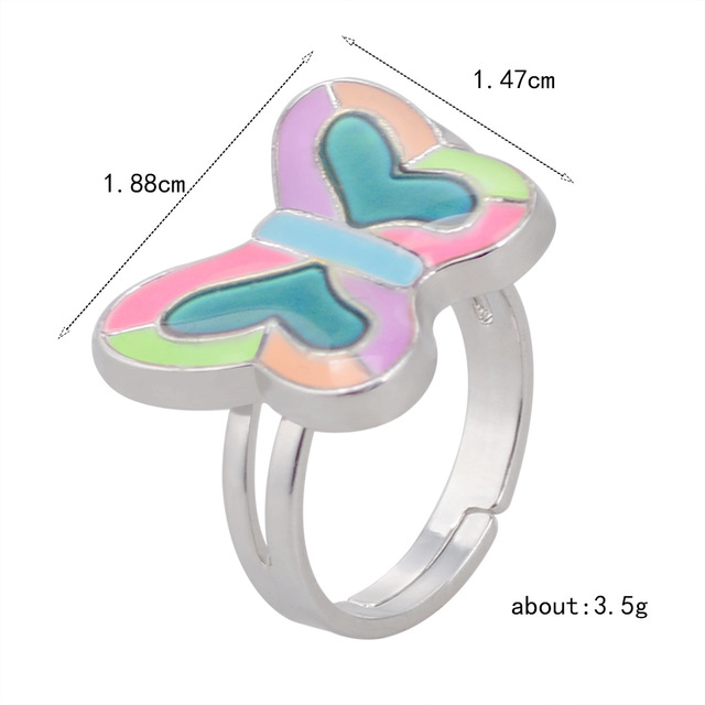 Posrebrzany pierścień z czujnikiem temperatury – na zmianę kolorów, serce gwiazda, styl vintage - Wianko - 23
