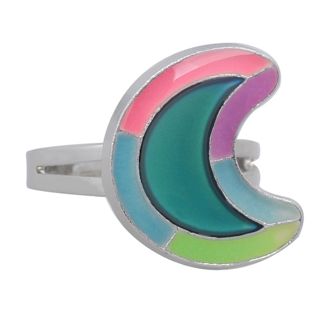 Posrebrzany pierścień z czujnikiem temperatury – na zmianę kolorów, serce gwiazda, styl vintage - Wianko - 35
