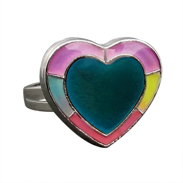 Posrebrzany pierścień z czujnikiem temperatury – na zmianę kolorów, serce gwiazda, styl vintage - Wianko - 4
