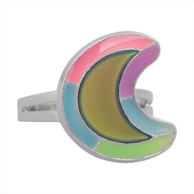 Posrebrzany pierścień z czujnikiem temperatury – na zmianę kolorów, serce gwiazda, styl vintage - Wianko - 37