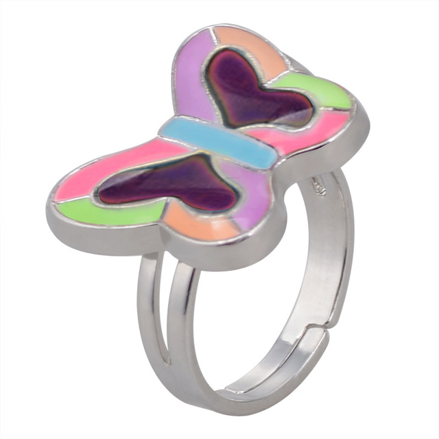 Posrebrzany pierścień z czujnikiem temperatury – na zmianę kolorów, serce gwiazda, styl vintage - Wianko - 20