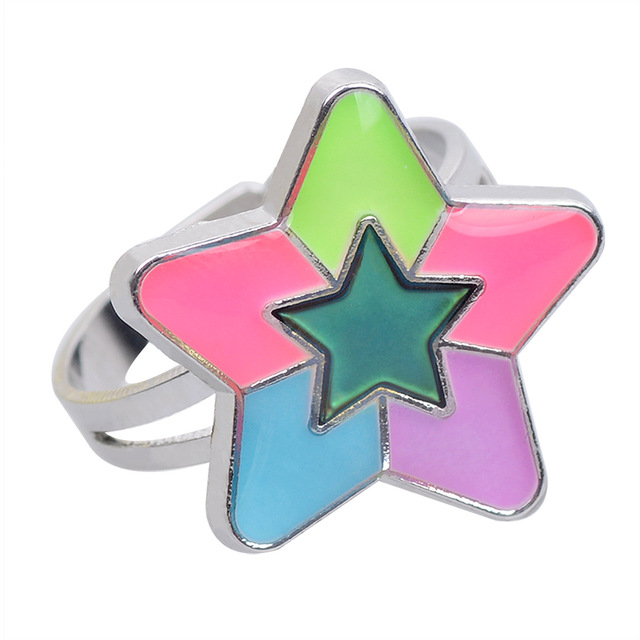 Posrebrzany pierścień z czujnikiem temperatury – na zmianę kolorów, serce gwiazda, styl vintage - Wianko - 15