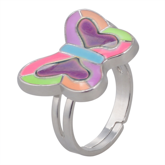 Posrebrzany pierścień z czujnikiem temperatury – na zmianę kolorów, serce gwiazda, styl vintage - Wianko - 19