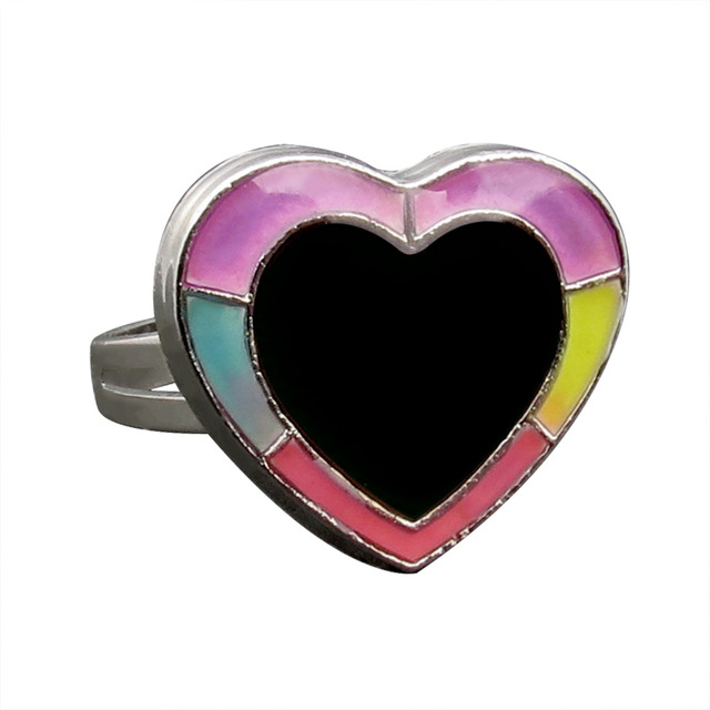 Posrebrzany pierścień z czujnikiem temperatury – na zmianę kolorów, serce gwiazda, styl vintage - Wianko - 8