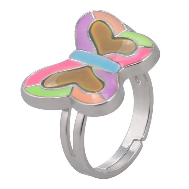 Posrebrzany pierścień z czujnikiem temperatury – na zmianę kolorów, serce gwiazda, styl vintage - Wianko - 26