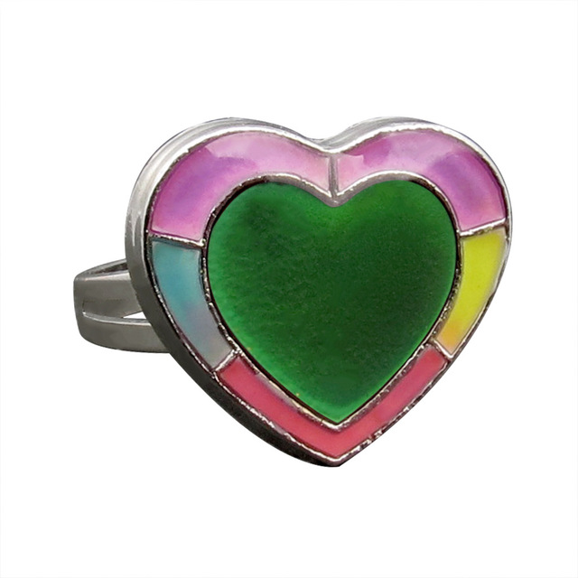 Posrebrzany pierścień z czujnikiem temperatury – na zmianę kolorów, serce gwiazda, styl vintage - Wianko - 6