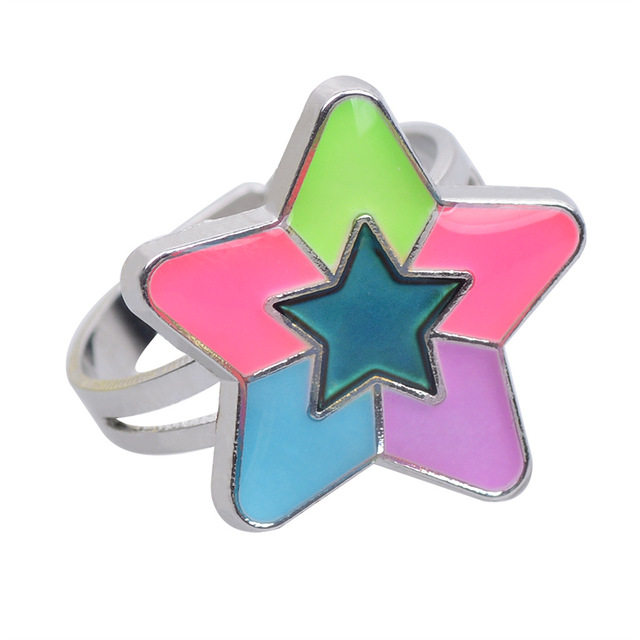 Posrebrzany pierścień z czujnikiem temperatury – na zmianę kolorów, serce gwiazda, styl vintage - Wianko - 16