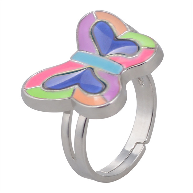 Posrebrzany pierścień z czujnikiem temperatury – na zmianę kolorów, serce gwiazda, styl vintage - Wianko - 22