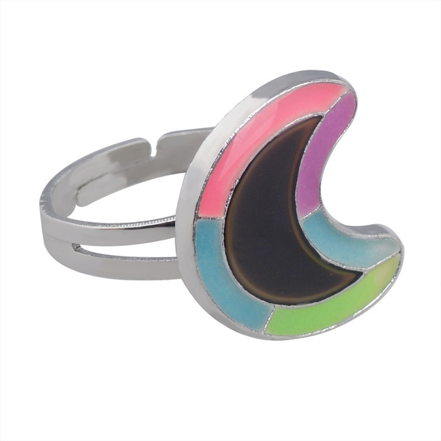 Posrebrzany pierścień z czujnikiem temperatury – na zmianę kolorów, serce gwiazda, styl vintage - Wianko - 39