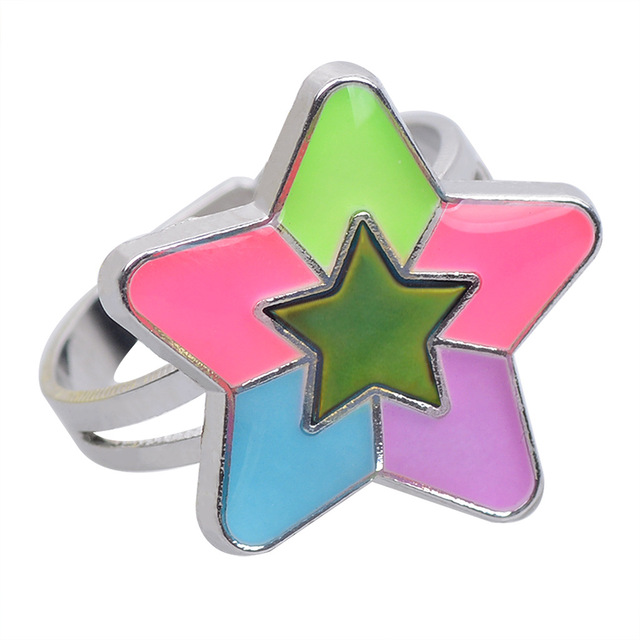 Posrebrzany pierścień z czujnikiem temperatury – na zmianę kolorów, serce gwiazda, styl vintage - Wianko - 14