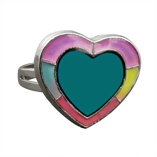 Posrebrzany pierścień z czujnikiem temperatury – na zmianę kolorów, serce gwiazda, styl vintage - Wianko - 5