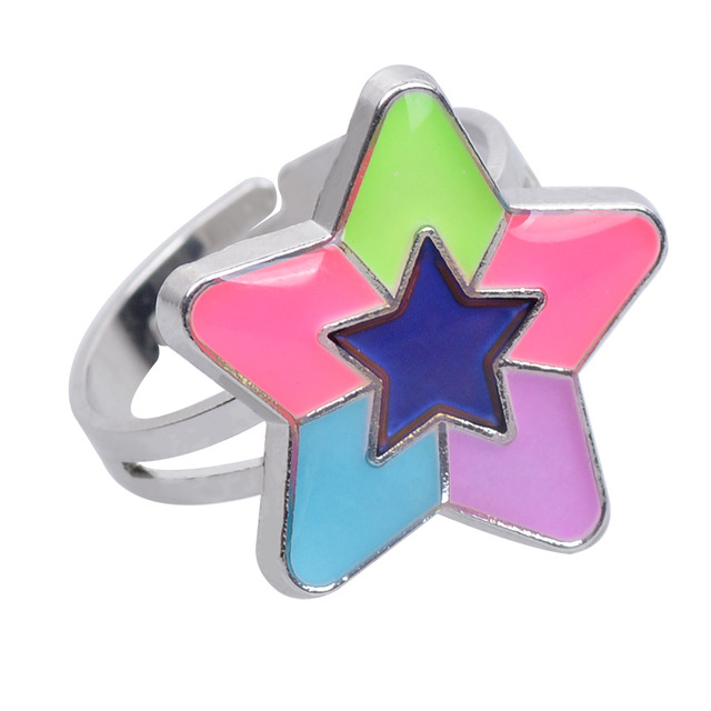 Posrebrzany pierścień z czujnikiem temperatury – na zmianę kolorów, serce gwiazda, styl vintage - Wianko - 18